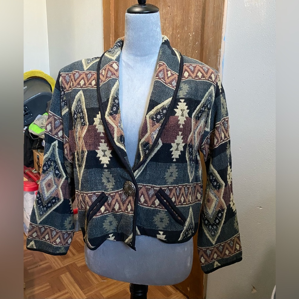 Vintage New Identity Cotton Carpet Crop Jacket Size L
